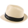 Small brim hat, raised at the back, in paper braid, pleated hatband an