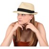 Small brim hat, raised at the back, in paper braid, pleated hatband an