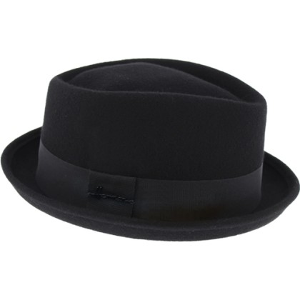 Chapeau porkpie bord coupé cousu relevé en feutre de laine unie