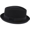 Chapeau porkpie bord coupé cousu relevé en feutre de laine unie