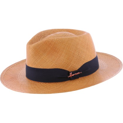 Chapeau "Panama" grand bord en bicolore contraste avec son gros grain