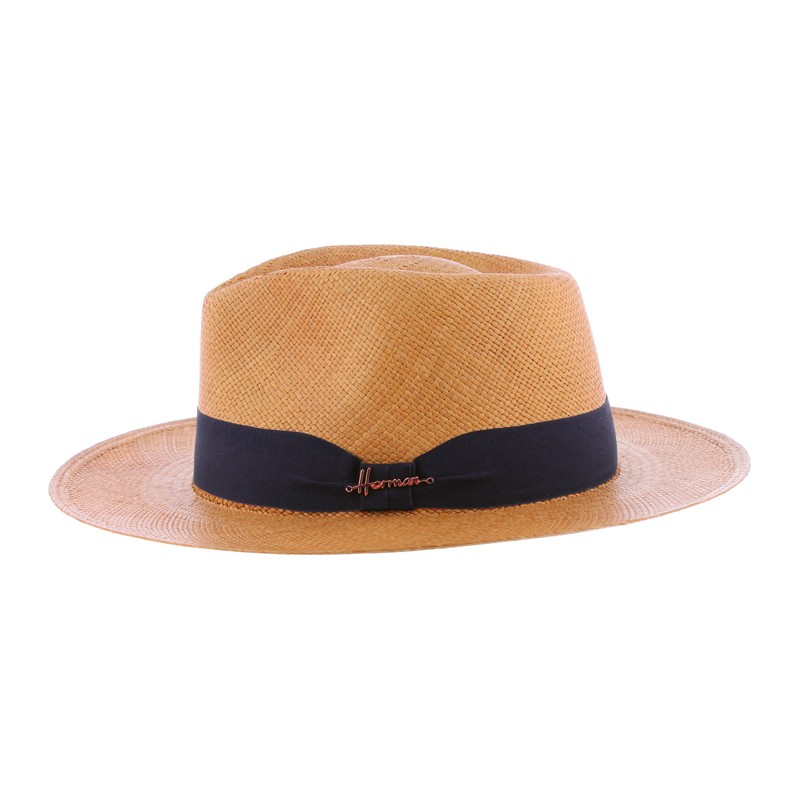 Chapeau "Panama" grand bord en bicolore contraste avec son gros grain Chapeau "Panama" grand bord en bicolore contraste avec son gros grain