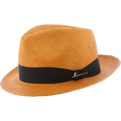 Chapeau "Panama" petit bord en bicolore contraste avec son gros grain