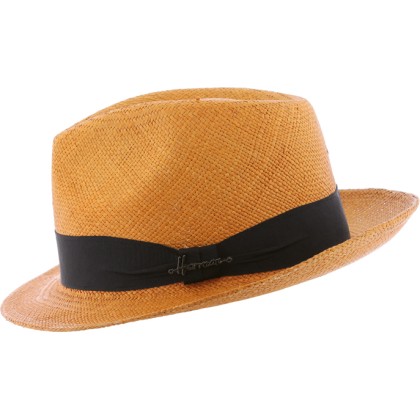 Chapeau "Panama" petit bord en bicolore contraste avec son gros grain