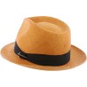 Chapeau "Panama" petit bord en bicolore contraste avec son gros grain