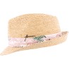 Chapeau petit bord en raphia naturel cousu. Gros grain