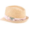 Chapeau petit bord en raphia naturel cousu. Gros grain