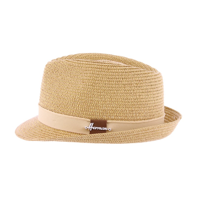 Chapeau petit bord relevé en paille papier uni avec ruban Chapeau petit bord relevé en paille papier uni avec ruban