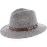 Chapeau adulte grand bord coupé cousu chiné avec ceinture surpiquée.