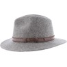 Chapeau adulte grand bord coupé cousu chiné avec ceinture surpiquée.