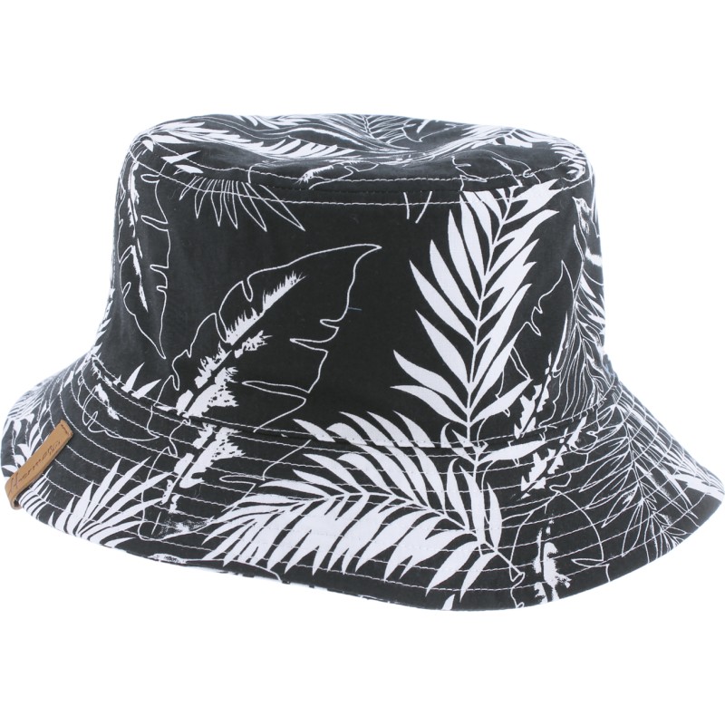bob herman en coton motif palmiers coloris noir et blanc