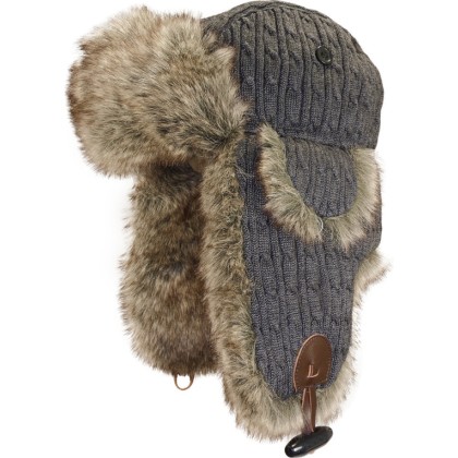 Chapka tricot torsadé unie + fausse fourrure
