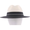 Chapeau grand bord en paille papier cousue bicolore