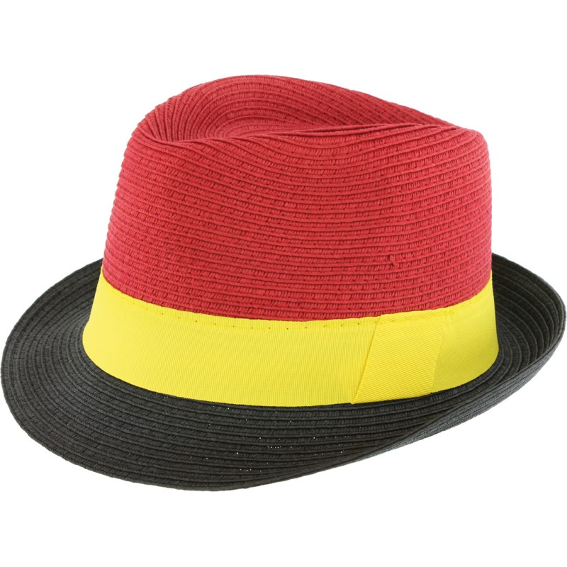 Chapeau paille papier aux couleurs de la Belgique
