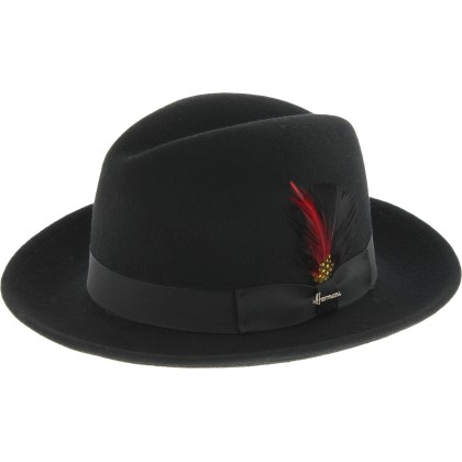 Chapeau feutre uni avec gros grain uni et plume