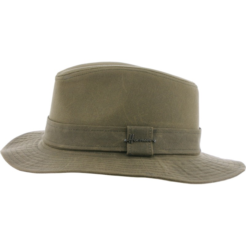 Chapeau formé en coton huilé imperméable uni