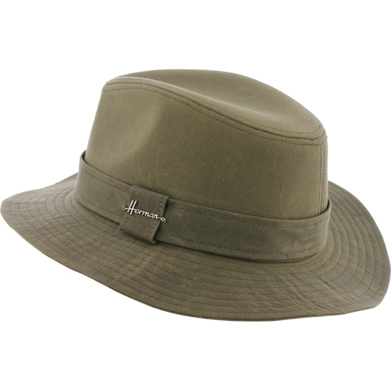 Chapeau formé en coton huilé imperméable uni