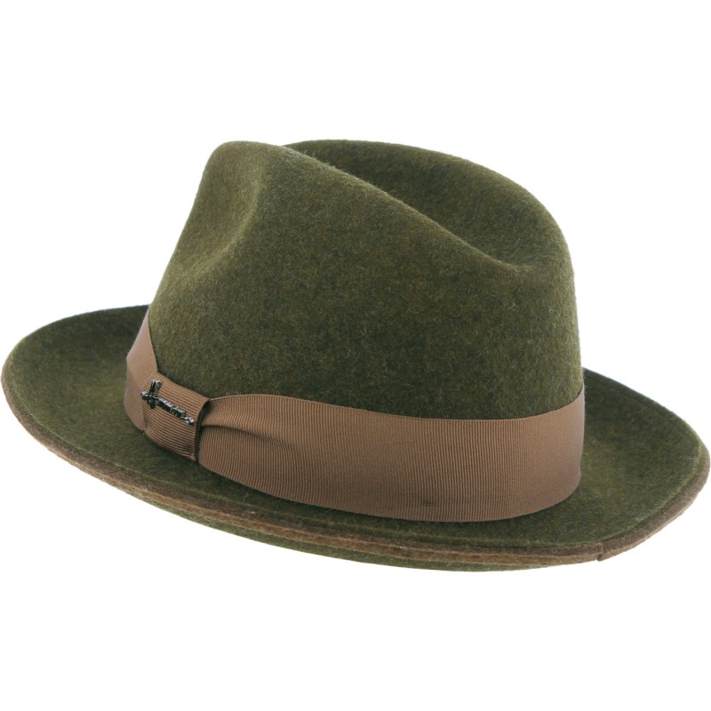 Chapeau petit bord en feutre uni avec gros grain uni + noeud
