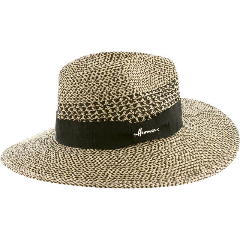 Chapeau grand bord en paille polypropylène cousue, déformable, avec un Chapeau grand bord en paille polypropylène cousue, déformable, avec un