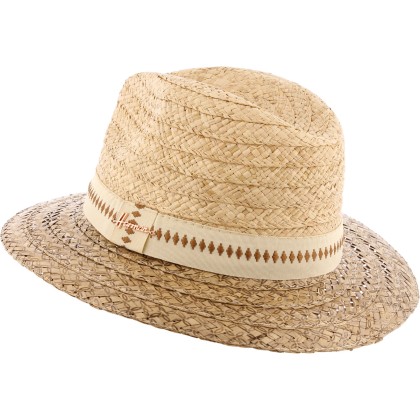 Chapeau grand bord en paille raffia et tournesol