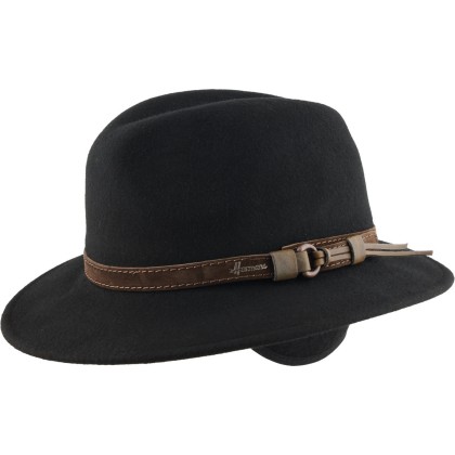 Chapeau feutre uni avec cache-oreilles et ceinture