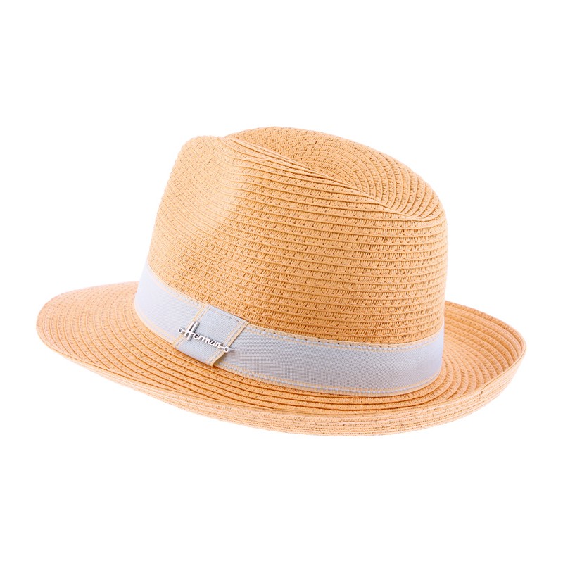 Chapeau grand bord relevé en paille papier cousue Chapeau grand bord relevé en paille papier cousue