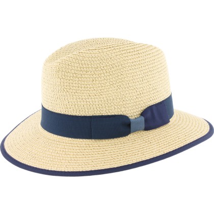 Chapeau en paille papier cousue, chiné et bourdonné