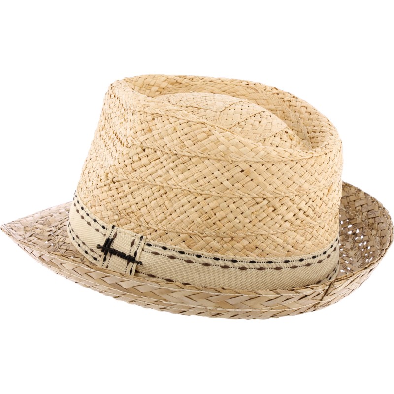 Chapeau petit bord en paille raphia et tournesol