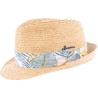 Chapeau petit bord en raphia naturel cousu. Gros grain