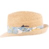 Chapeau petit bord en raphia naturel cousu. Gros grain