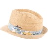Chapeau petit bord en raphia naturel cousu. Gros grain
