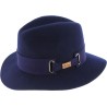 Chapeau laine mérinos petit bord avec ceinture en cuir