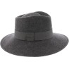 Chapeau grand bord droit en feutre de laine uni avec ruban