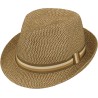 Chapeau petit bord paille papier chiné + gros grain rayé