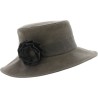 Chapeau coton huilé wax imperméable uni avec fleur