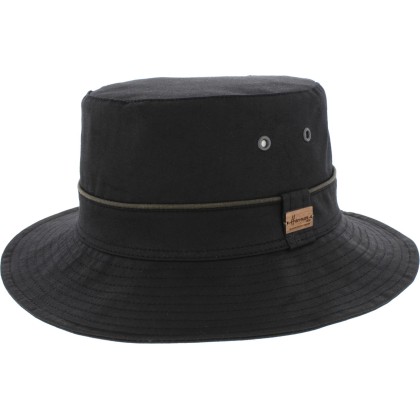 Chapeau grand bord coton huilé uni avec piping  et oeil