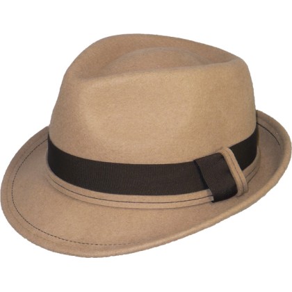 Chapeau feutre petit bord relevé à l'arrière uni + gros grain uni