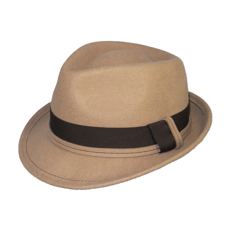 Chapeau feutre petit bord relevé à l'arrière uni + gros grain uni