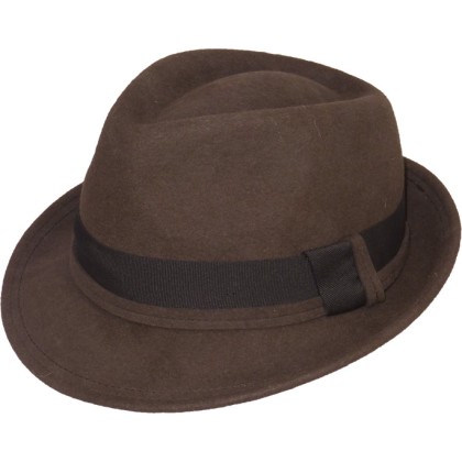 Chapeau feutre petit bord relevé à l'arrière uni + gros grain uni