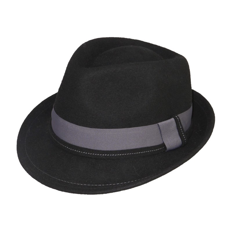Chapeau feutre petit bord relevé à l'arrière uni + gros grain uni