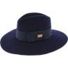 Chapeau grand bord femme en fautre de laine uni avec large ruban