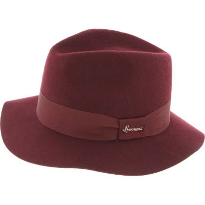 Chapeau feutre petit bord droit uni avec ruban uni