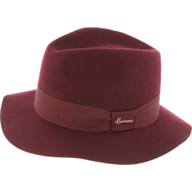 Chapeau feutre petit bord droit uni avec ruban uni