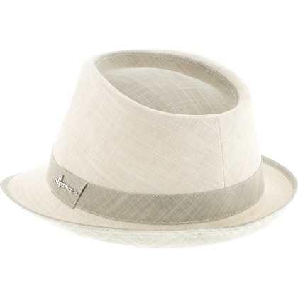 Two-tone cotton hat with small raised brim