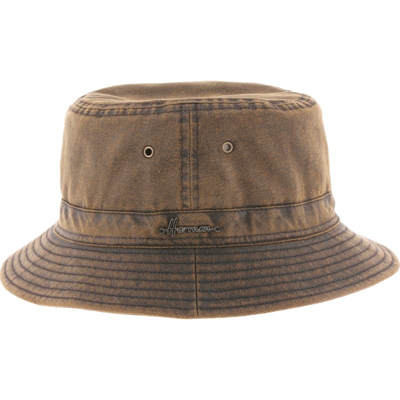 chapeau bob herman de pluie tissu effet delave marron chapeau bob herman de pluie tissu effet delave marron