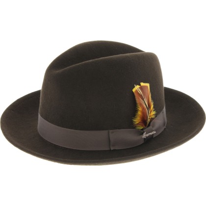 Chapeau feutre uni avec gros grain uni et plume