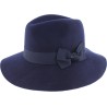 Chapeau grand bord femme en laine uni avec ruban et noeud