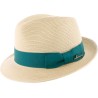 Small brim hat, raised at the back, paper braid, plain hatband with bo