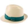 Small brim hat, raised at the back, paper braid, plain hatband with bo