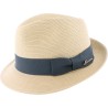 Small brim hat, raised at the back, paper braid, plain hatband with bo